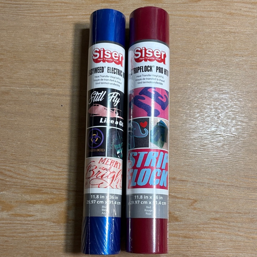 EasyWeed Electric and StripFlock Pro HTV Vinyl Rolls - Blue and Red